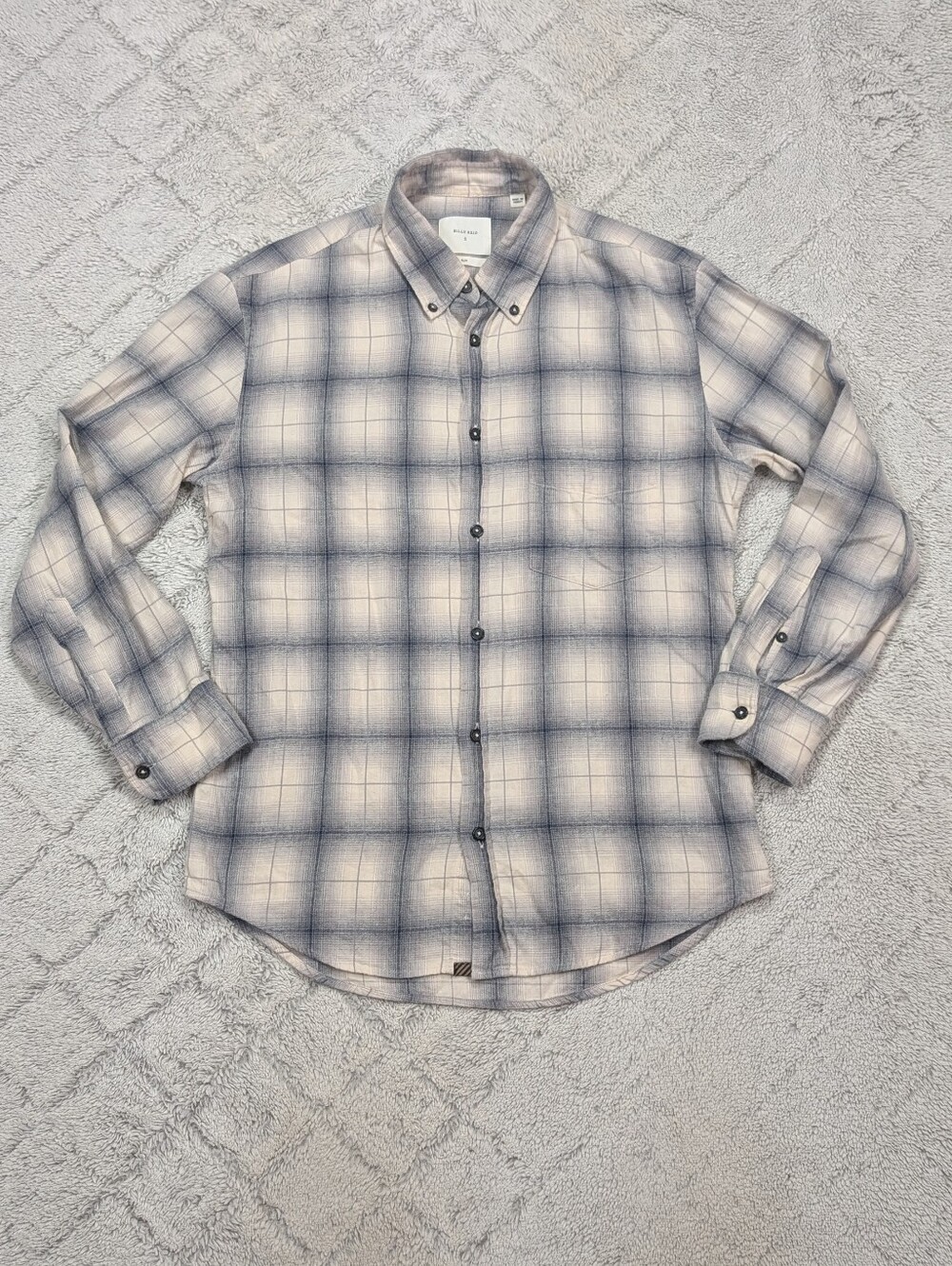 Billy Reid Shirt Mens S Gray Plaid Button Up Slim Soft Cotton Long Sleeve Casual